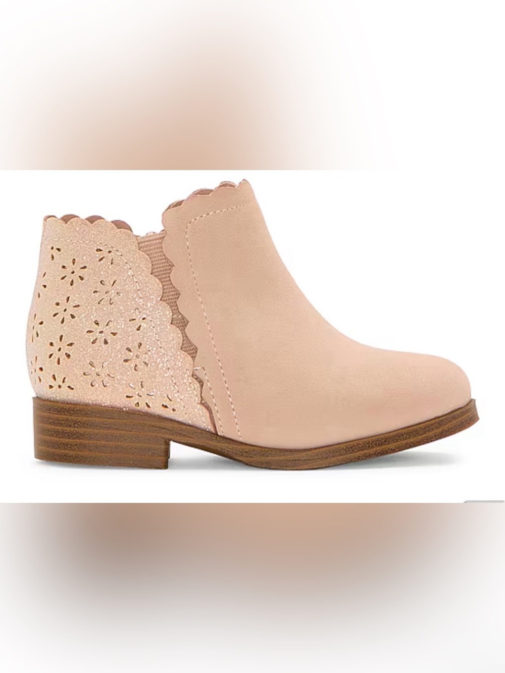 Kids Pink Scalloped Ankle Bootie